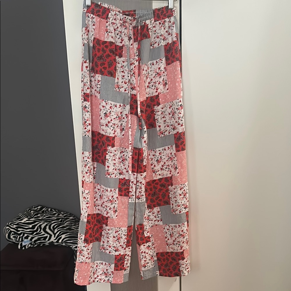 Patchwork Floral Wide-Leg Pants